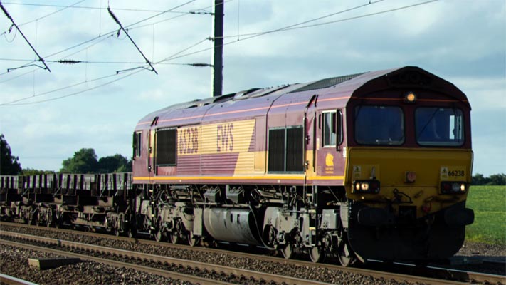 DB class 66238 on the full steel from Scunthorpe to Dollonds Moor 