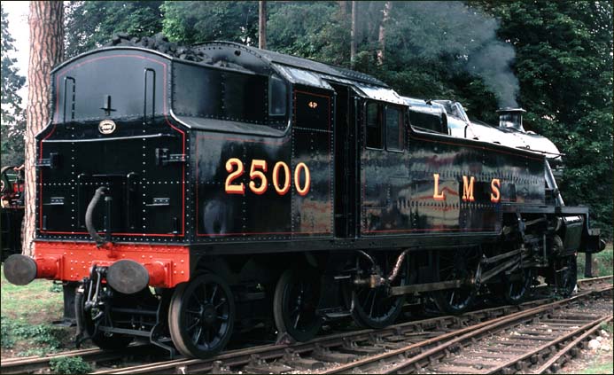This 2-6-4 tank number 2500 is in LMS black at the Bressingham Museum.
