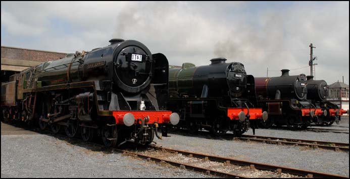 Four engines at at the open Weekend at Carnforth in 2008