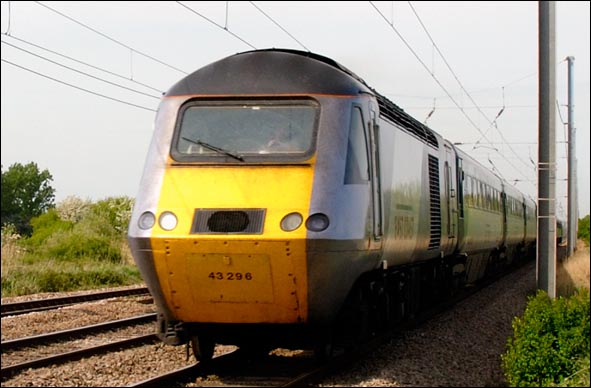 East Coast HST 43296 on a up train at Conington in 2011