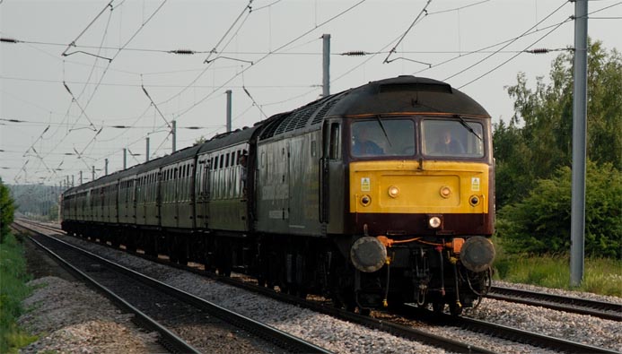 West Coast Trains diesel on The White Rose at Conington on the down fast in 2010 . 