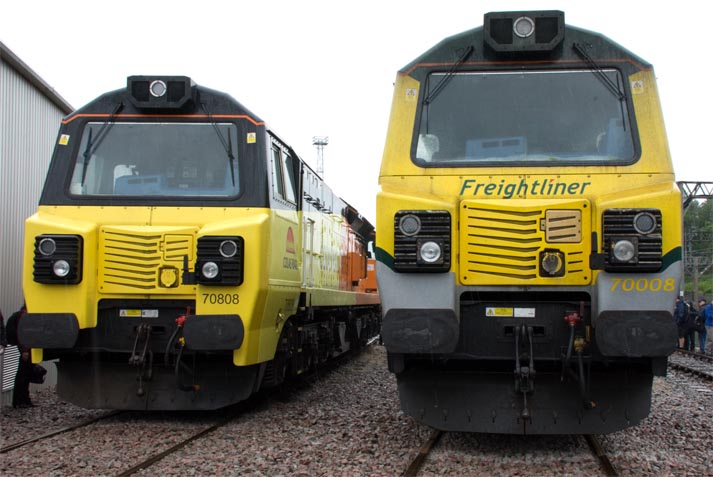DRS Class 70808 and Freighliner class 70008 