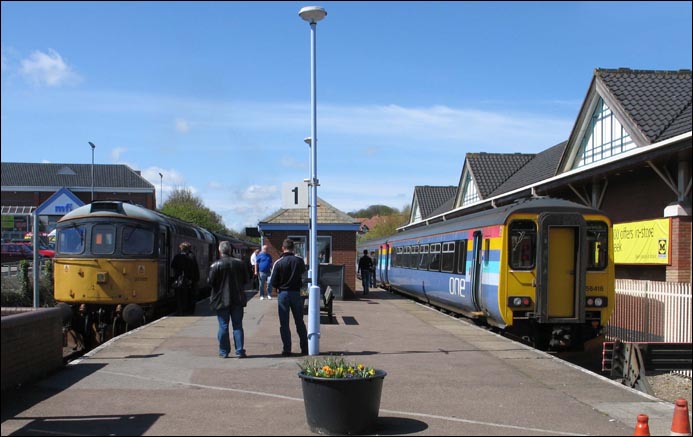 Two trains in Cromer station in 2006.  