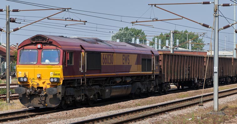 DB class 66030 at Doncaster station on the  7th of September 2021