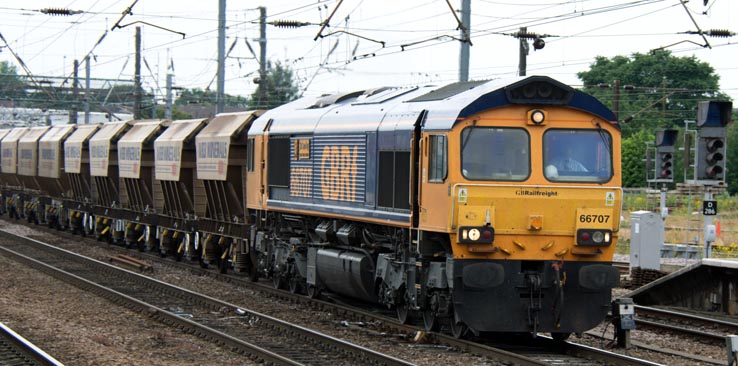 GBRf class 66707 at Doncaster July 2014