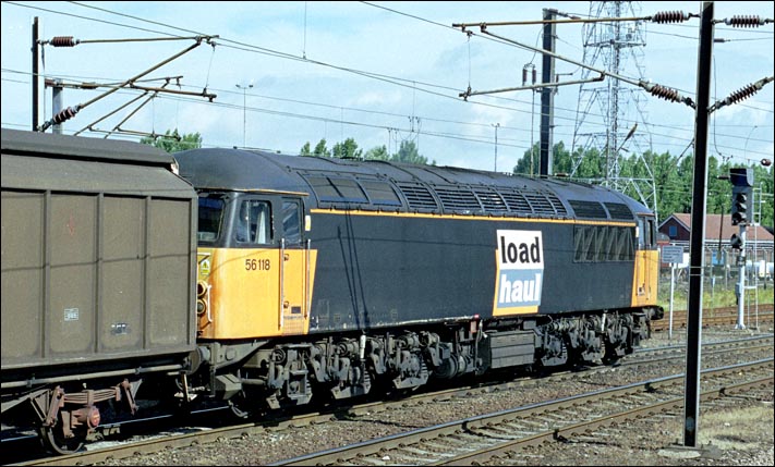 Load Haul class 56 118 at Doncaster in 2003