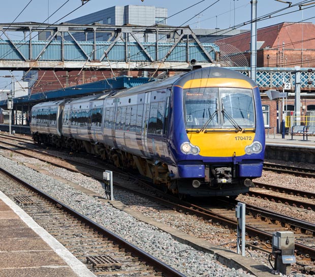 Northern class 170472 at Doncaster station on the  7th of September 2021 