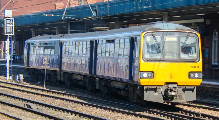 Class 144017 at Doncaster station 