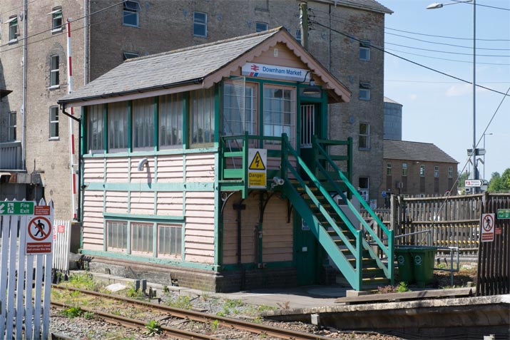 Downham signal box from the up platform 20th May 2020.