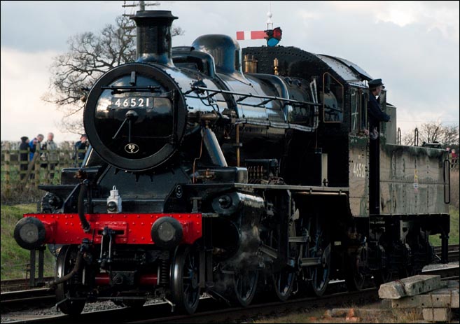 BR built LMS Ivatt Mogul 46521 at Quorn and Woodhouse station 
