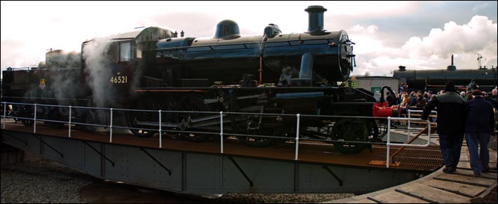 BR built LMS Ivatt Mogul 46521 on the then new turntable at Quorn and Woodhouse.  