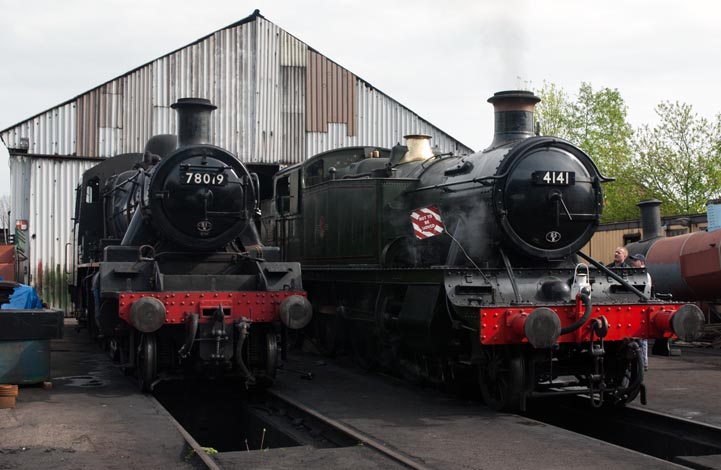 78019 and 4141 on shed at  Loughborough in May 2008