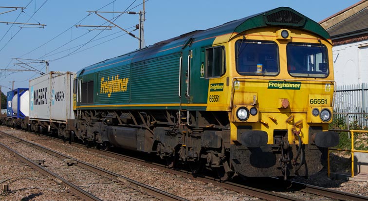 Freightliner class 66551 at Haughley Juction in 2020