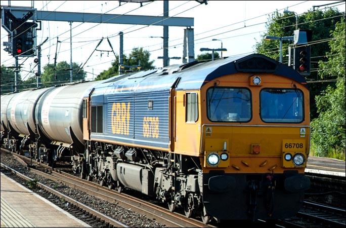 GBRf class 66708 Jayne on the 6th of September 2012 on a tanker train