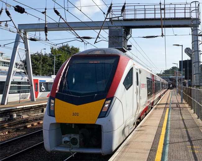 Greater Anglia Norwich train at Ipswich station on the 21st of September 2021