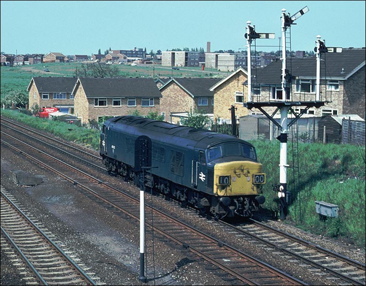 A class 45 light engine past a fine signal south of Kettering station