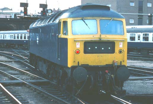 class 47 light engine comes slowly into the platform at Kings Cross