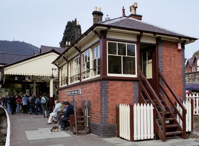 Llangollen Station Signal Box from the steps end of the box