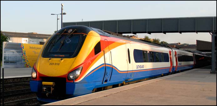 East Midlands Trains class 222 010 in Leicester station 