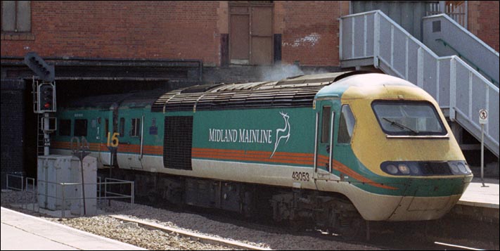 Midland Mainline HST power car 43053 into Leicester station in 2004 from London