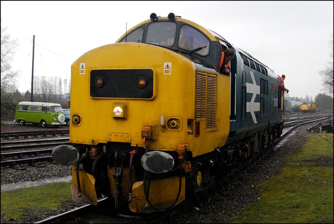 Class 37 425 light engine in very wet weather in March 2009 