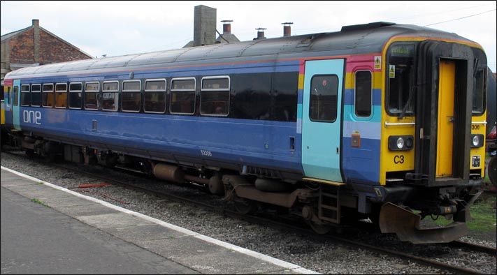 One class 153306 at Dereham station in September 2006 