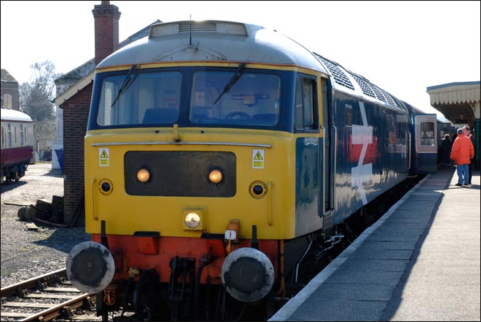 class 47 580 named County of Essex at Dereham on MNR in 2011