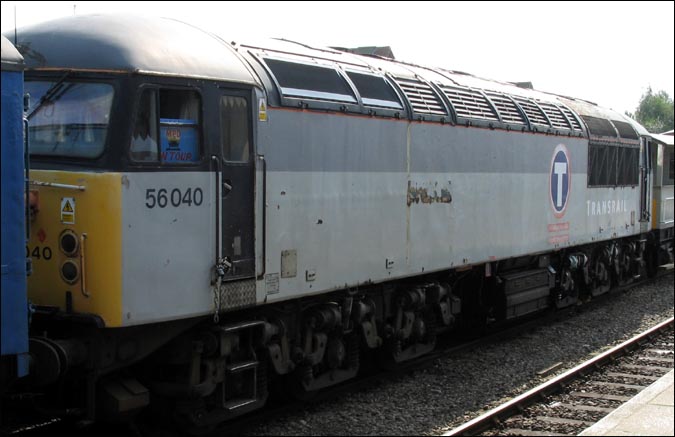 Class 56040 in Transrail colours at Dereham station in September 2006