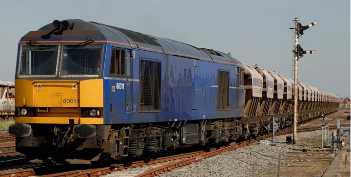 Class 60011 comes out the loops at March South Yard in 2009