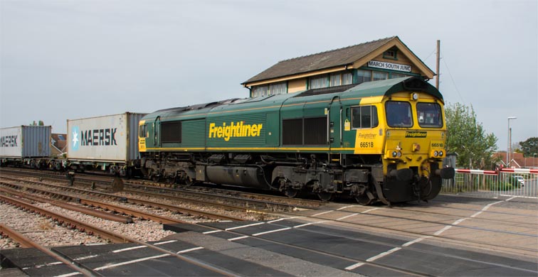Freightliner class 66518 at March