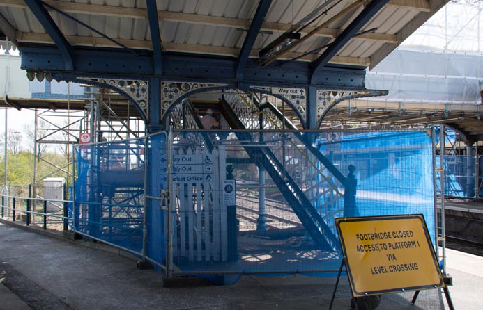 March station's footbridge was being restored 