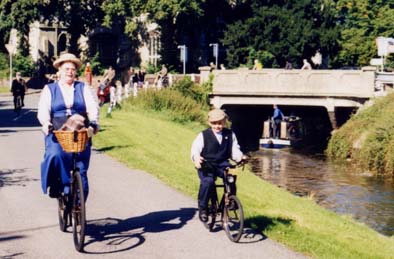 two vintage cycle riders at March rally 2001