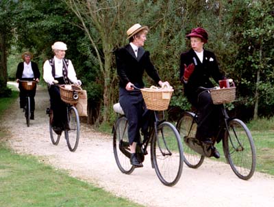 Ladies on vintage ladies cycles