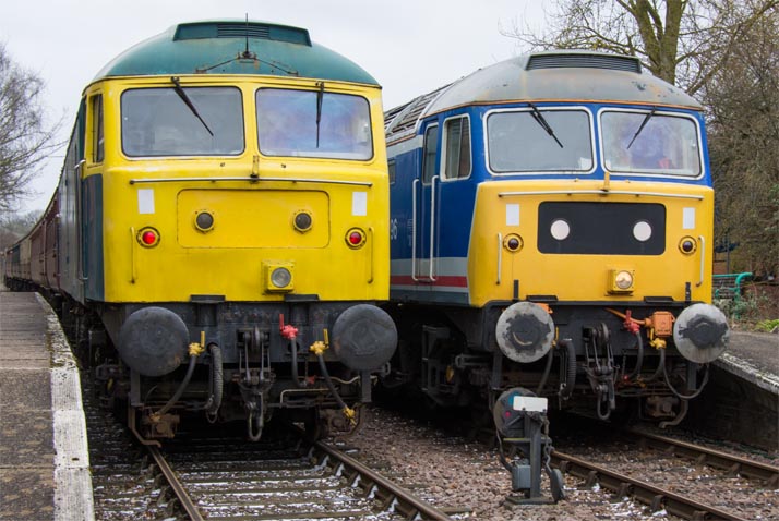 Two class 47s at Thuxston station 