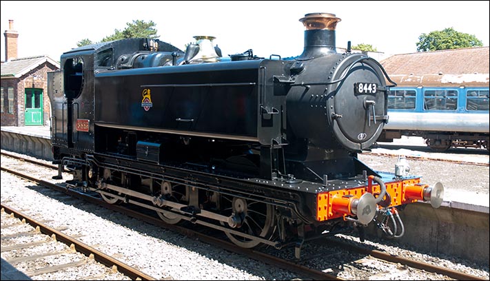 GWR 0-6-0ST no.8443 at Dereham on the 19th of July 2013