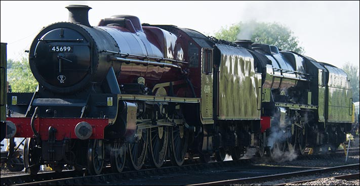 West Coast Steam locomotives 45699 and 46115 on shed on the Sunday 1st June 2014