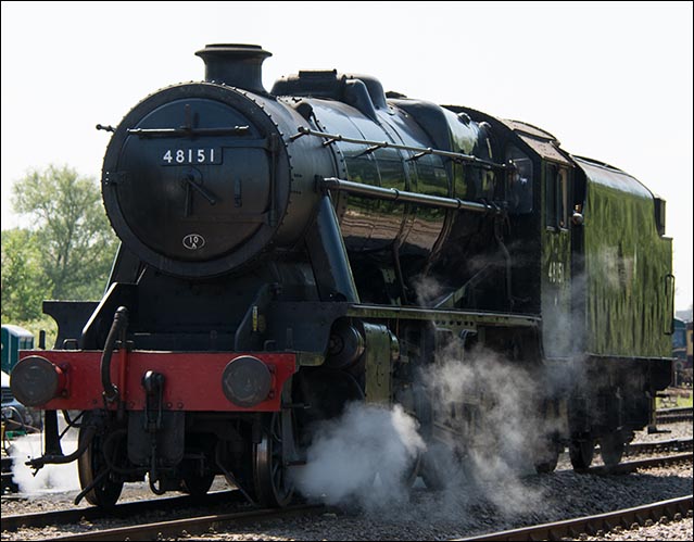 8F 2-8-0 48151 light engine at Dereham on the Mid-Norfolk Railway Sunday the 1st June 2014