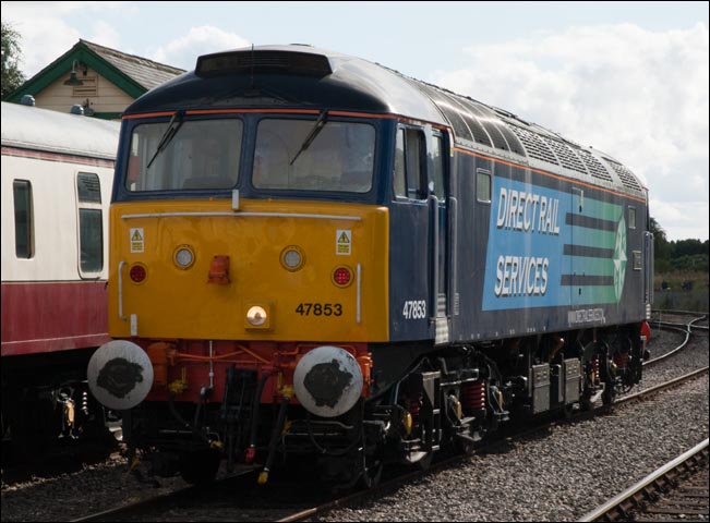 Direct Rail Services (DRS) class 47853 at Dereham station on Friday 21st of September 2012