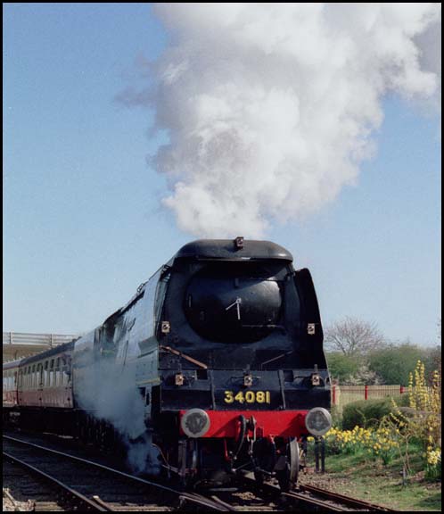 Battle of Britain 2-6-4 34081 at Orton Mere in 2000