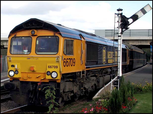 GBRF Class 66709 at Orton Mere station 