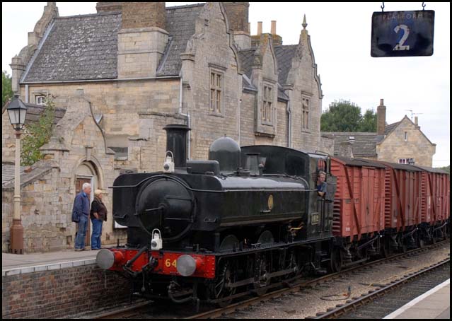 GWR 64XX  0-6-0T no,6412 in Wansford station 