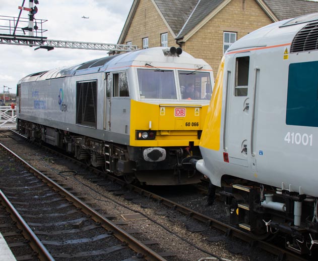 DB class 60 066 and the Prototype HST powercar 41001 