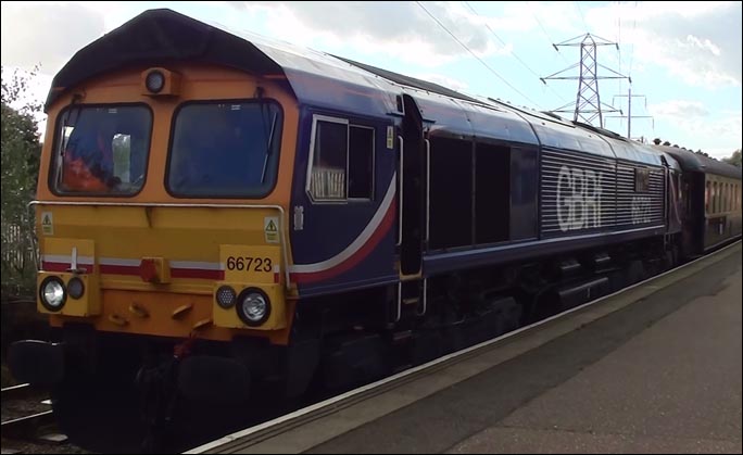 GBRf Class 66723 in the Peterborough Nene Valley station on Saturday 29th of September 2012  