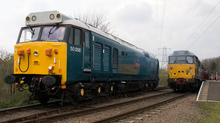 Class 50008  runs roun its train 
