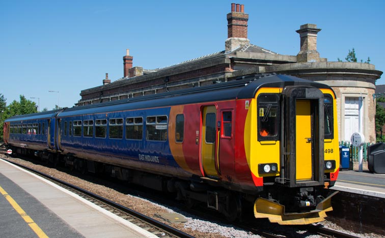 East Midland Trains class 156 498 In Newark Castle Station 