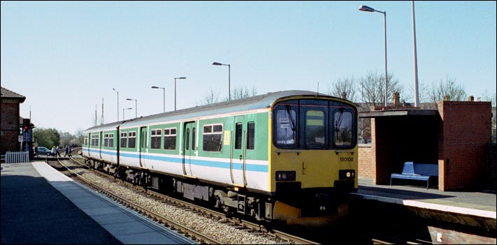 Class 150 108 at Newark Castle station in 2002