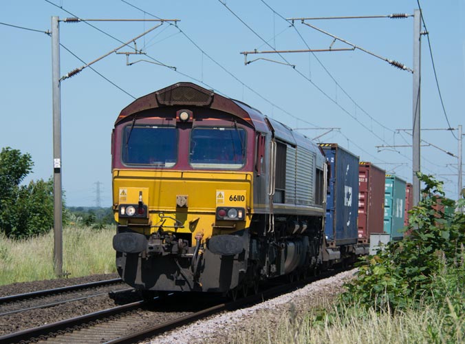 DB class 66110on a down freight in 2015