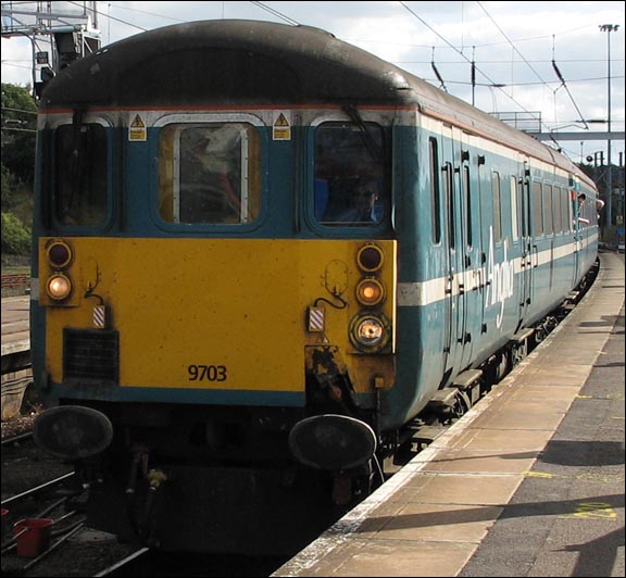 DBSO 9703 in Anglia colours with a ONE train into Norwich station