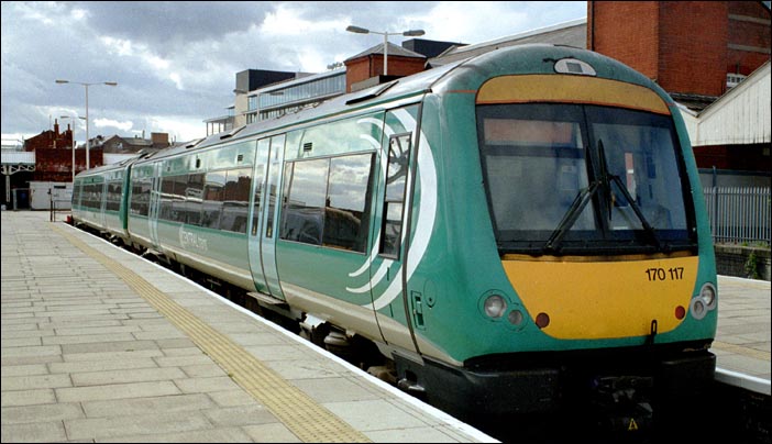 Central trains 170 117 in the bay at Nottingham