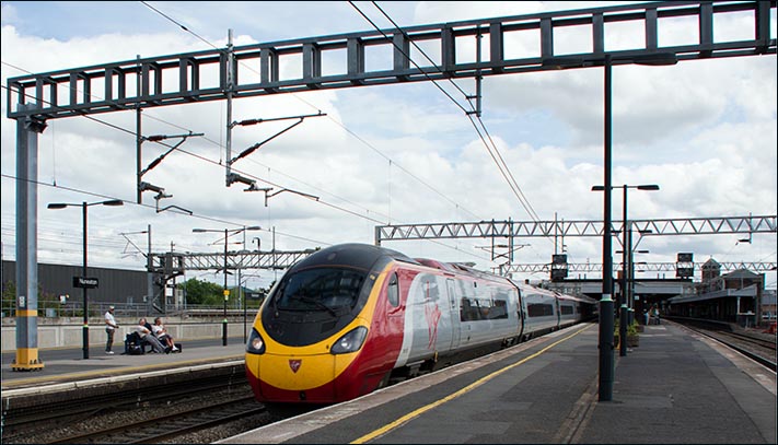 A non stop Virgin down train at Nuneaton on the 16th of July 2014